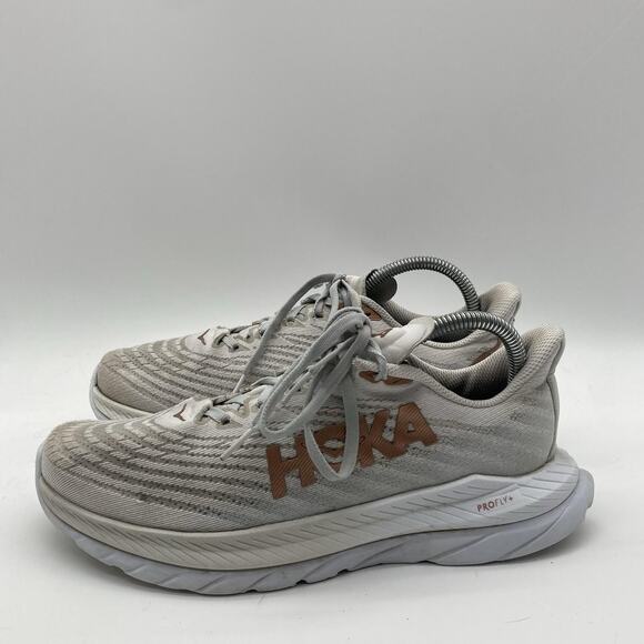 Womens Size 8.5B Hoka One One Mach 5 White Copper Running Comfort Walking Shoes - Picture 4 of 8
